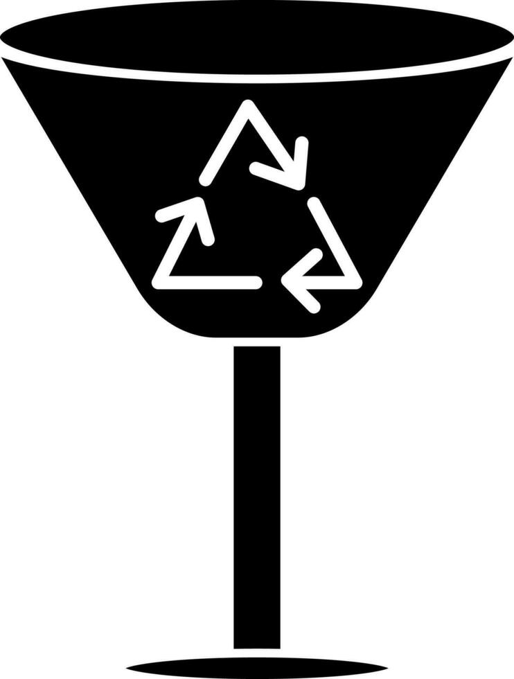 schwarz und Weiß Glas recyceln Symbol oder Symbol. vektor