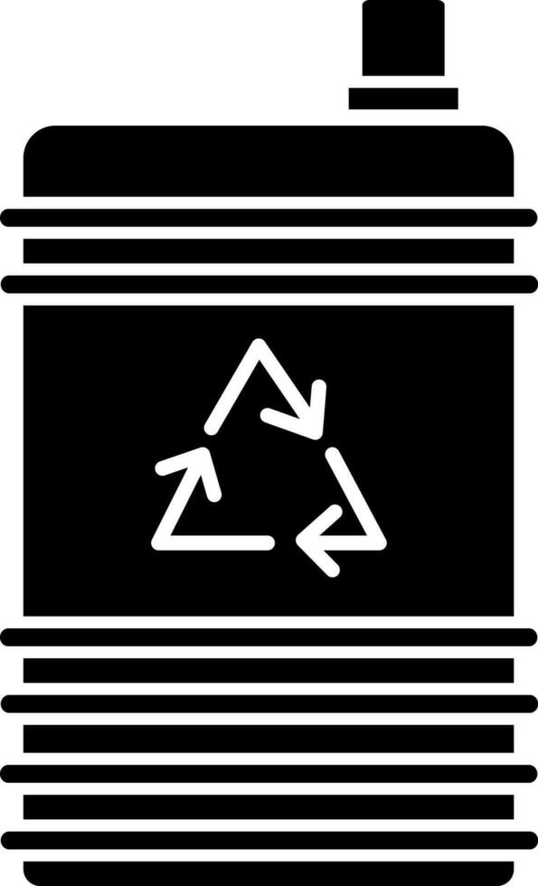 schwarz und Weiß Fass Symbol mit recyceln Symbol. vektor