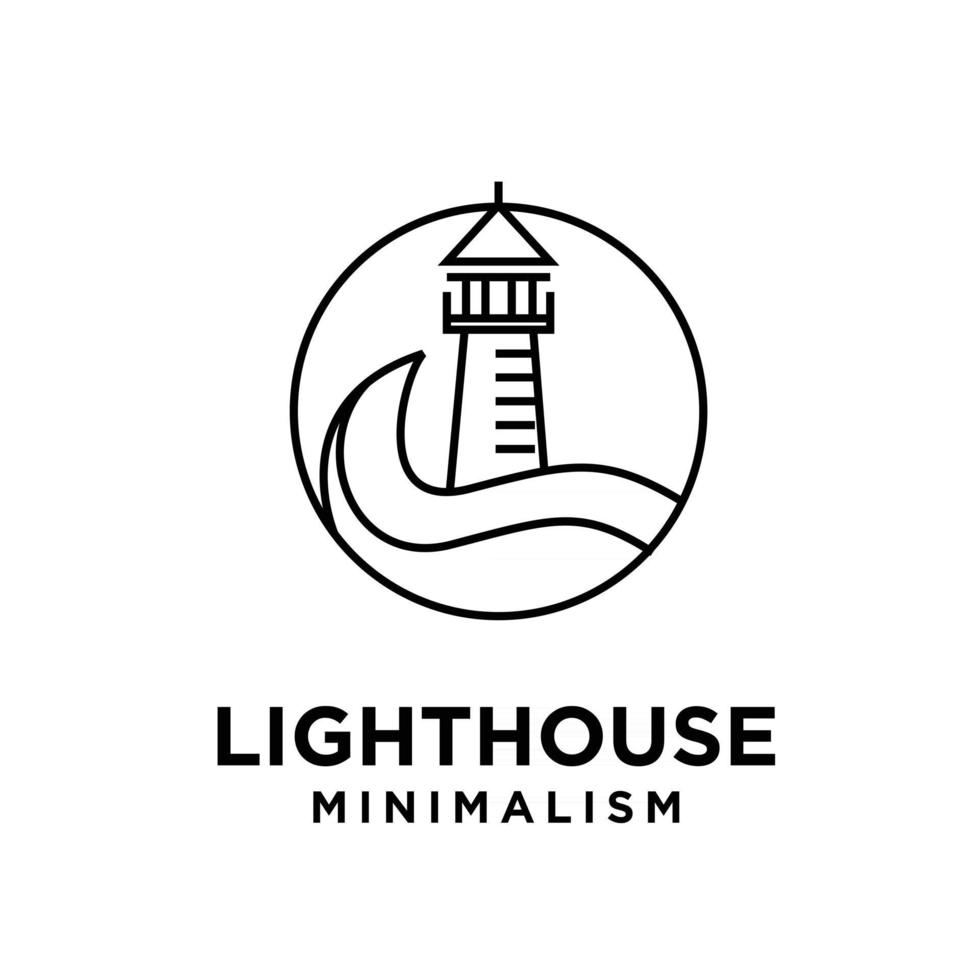 Vintage Premium Minimalismus Leuchtturm Vektor Linie Logo Design
