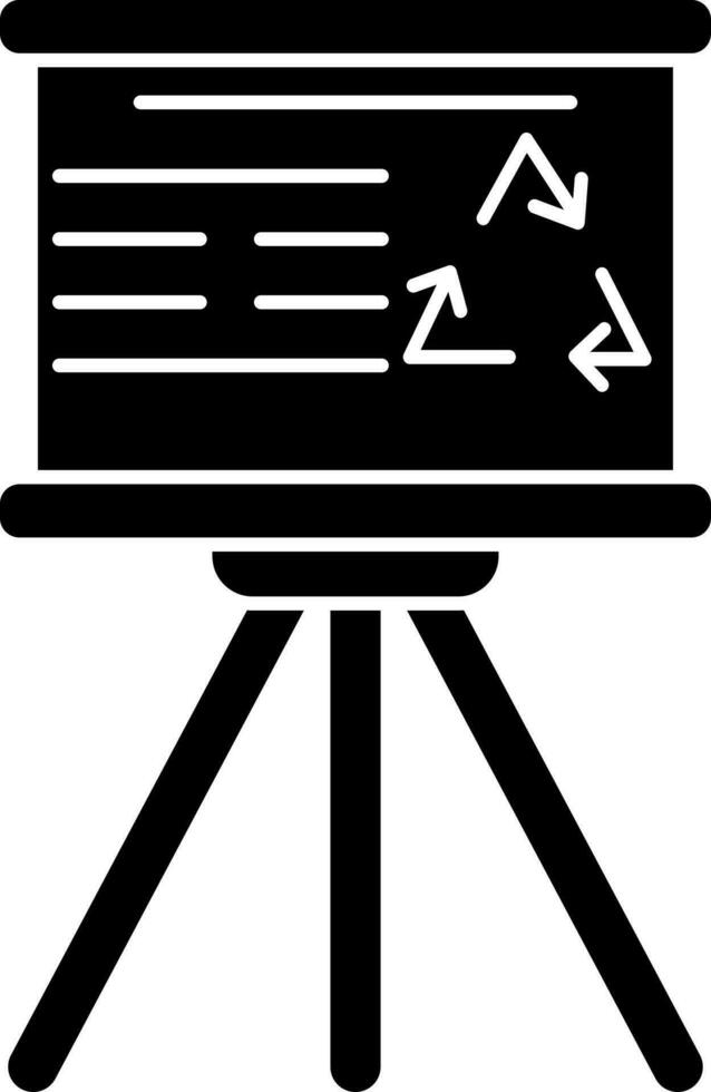 schwarz und Weiß Tafel auf Stativ mit Recycling Symbol. vektor