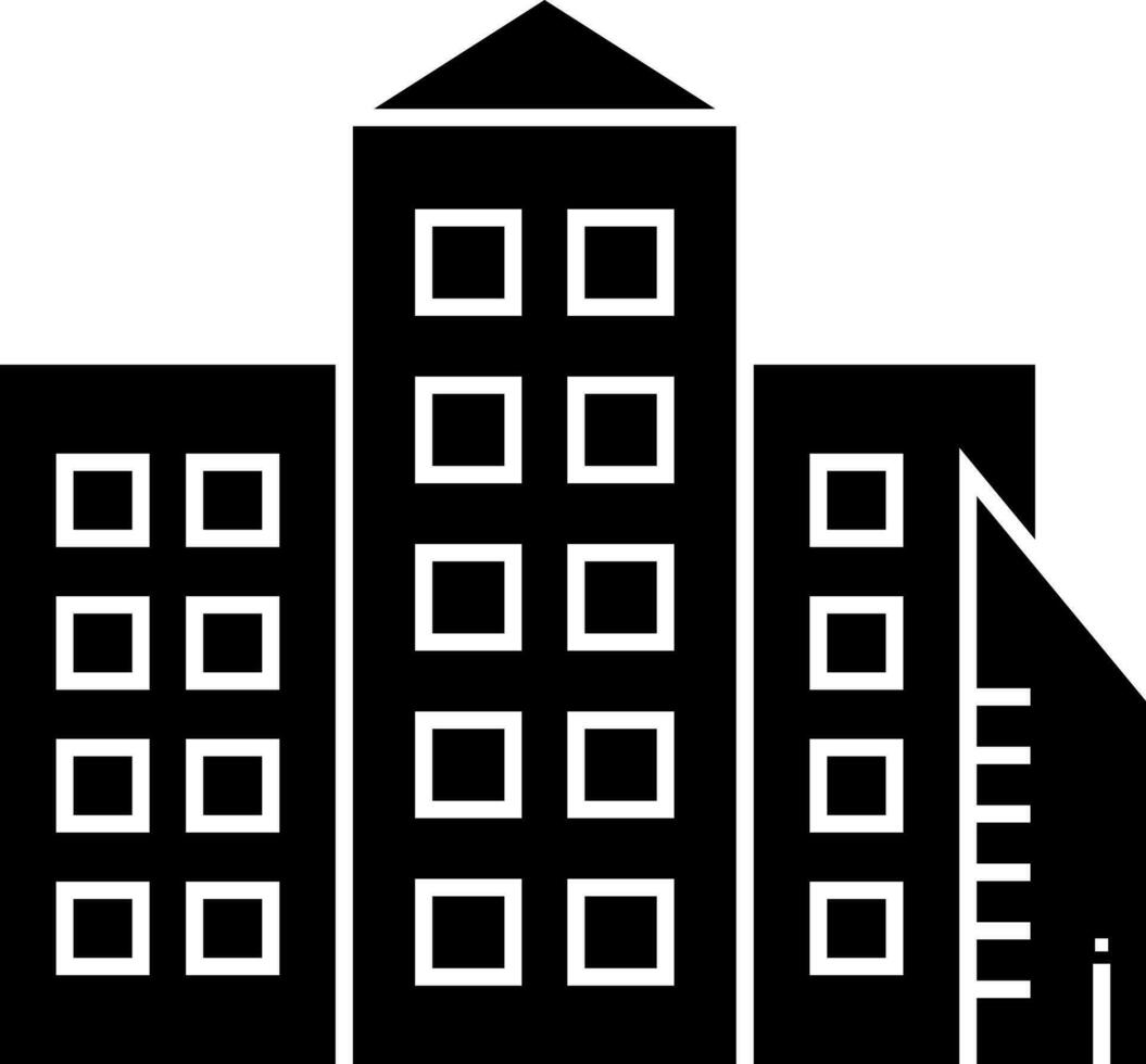 Symbol von schwarz und Weiß Gebäude im eben Stil. vektor
