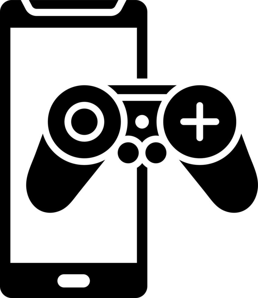 Video Spiel im Smartphone Symbol im schwarz und Weiß Farbe. vektor