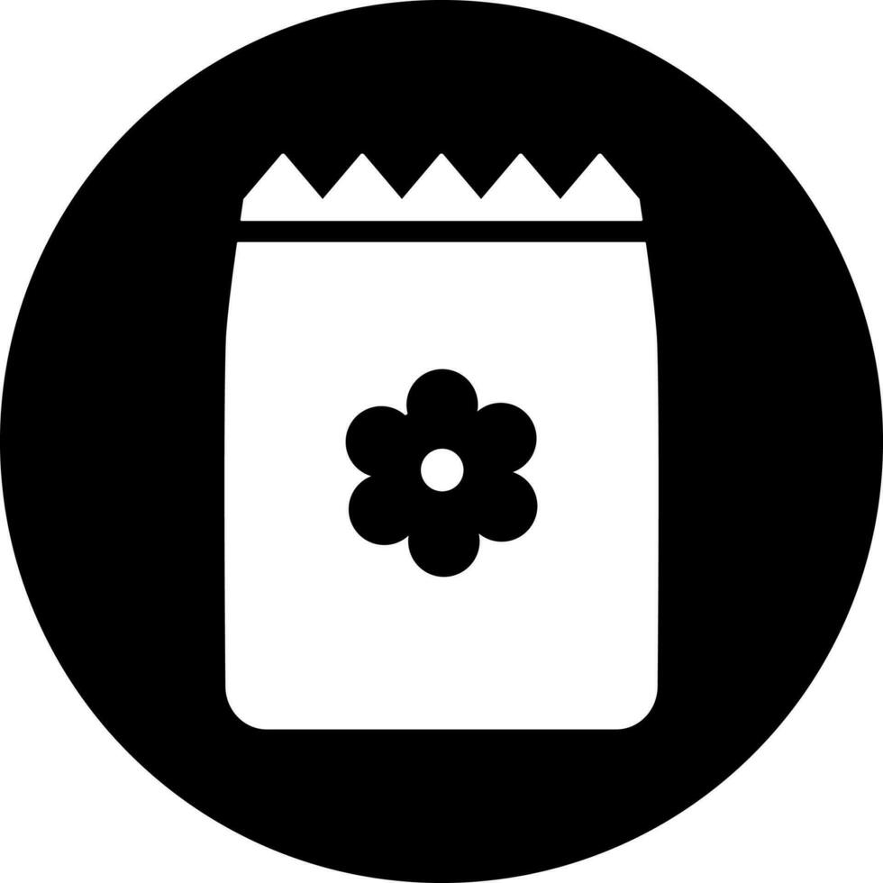 schwarz und Weiß Illustration von Blume Samen Paket Symbol. vektor
