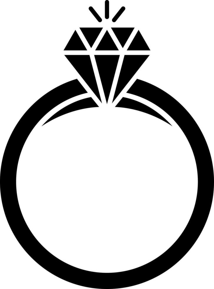 svart och vit illustration av diamant ringa ikon. vektor