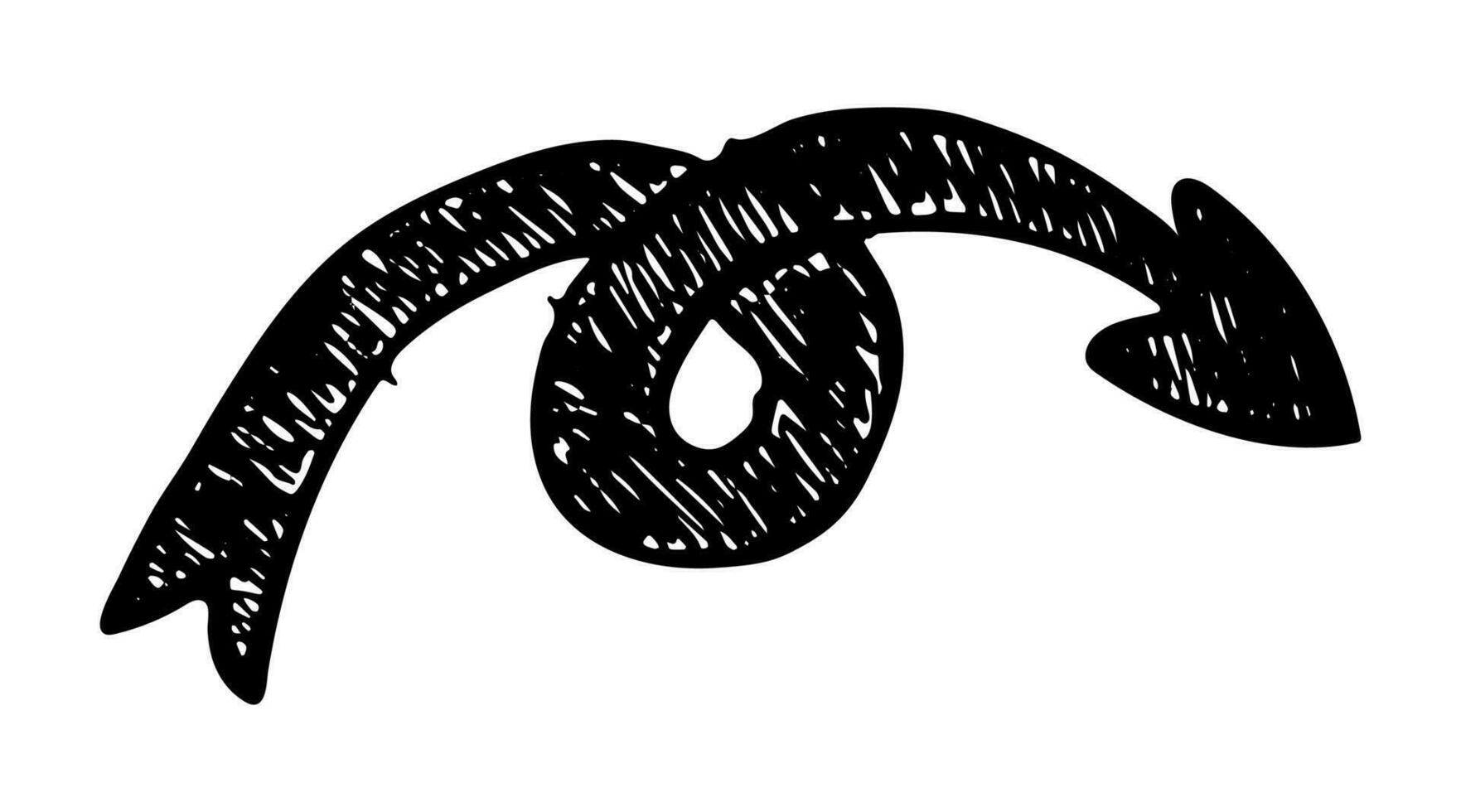 svart hand dragen pil. skiss av klotter pil isolerat på vit bakgrund. vektor illustration.