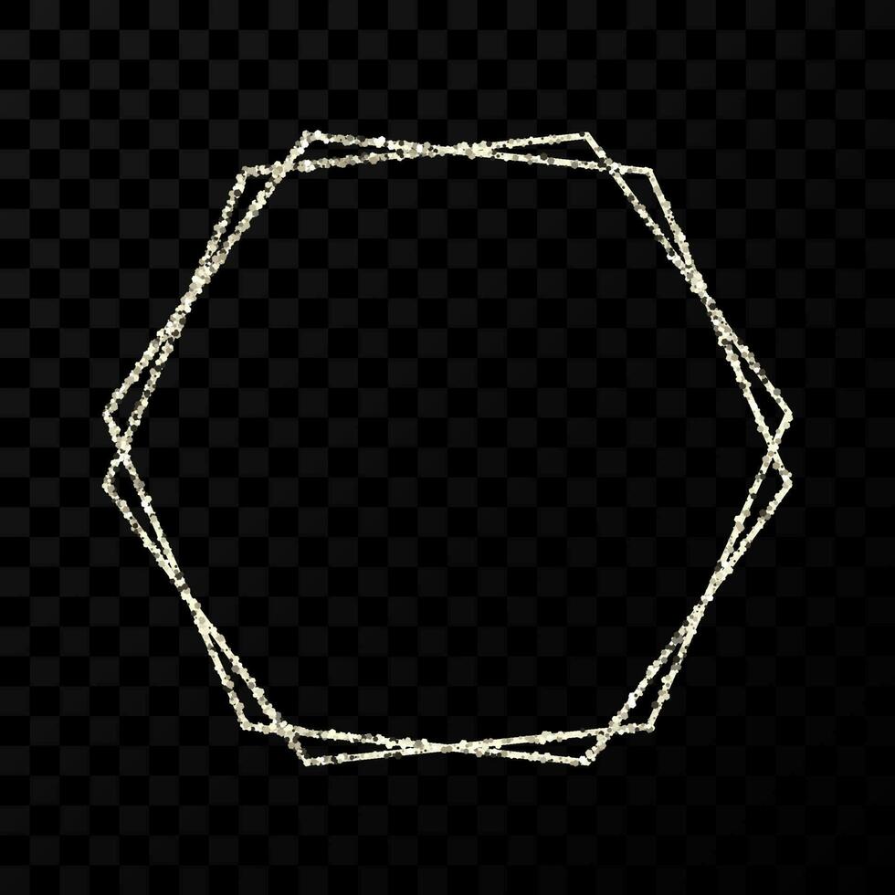 Silber doppelt Hexagon rahmen. modern glänzend Rahmen mit Licht Auswirkungen isoliert auf dunkel vektor