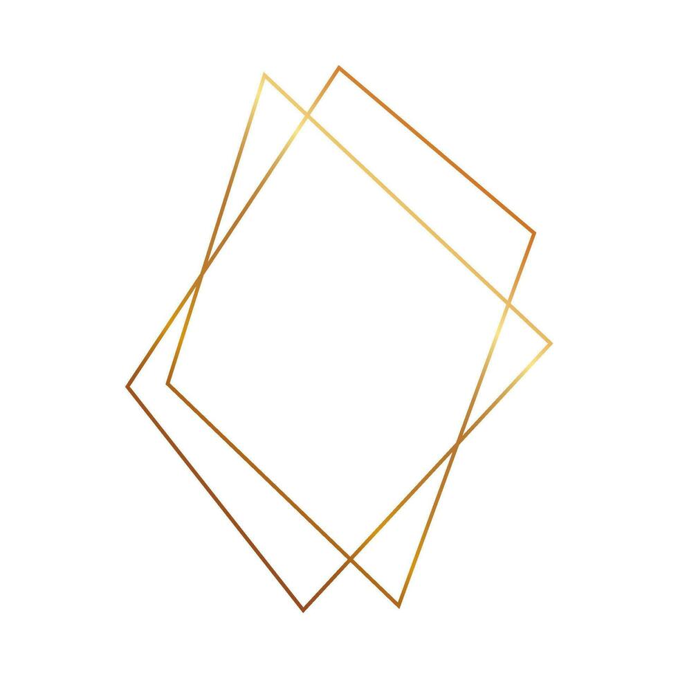 guld geometrisk polygonal ram med lysande effekter isolerat på vit bakgrund. tömma lysande konst deco bakgrund. vektor illustration.