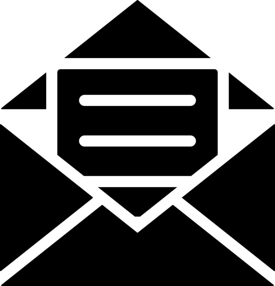 öffnen Mail oder Briefumschlag Glyphe Symbol im eben Stil. vektor