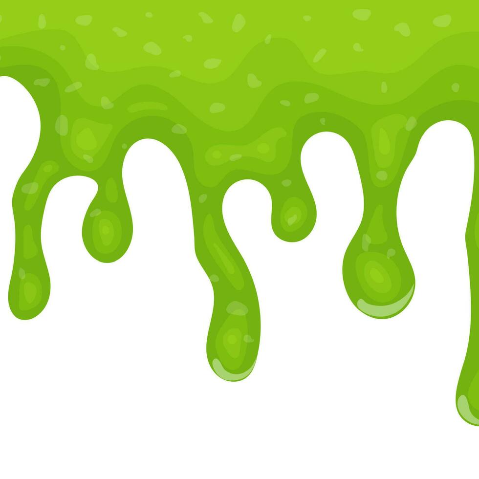 grön droppande flytande slem på vit bakgrund. vektor illustration