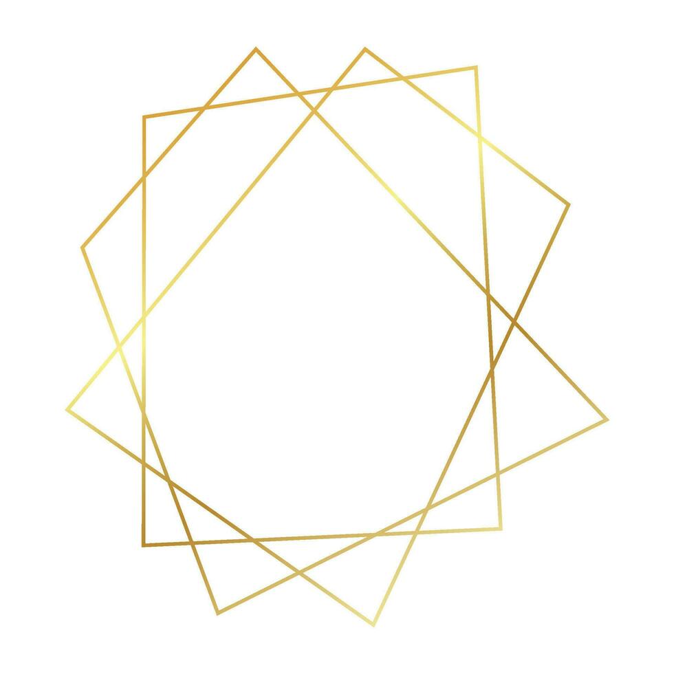 guld geometrisk polygonal ram med lysande effekter isolerat på vit bakgrund. tömma lysande konst deco bakgrund. vektor illustration.