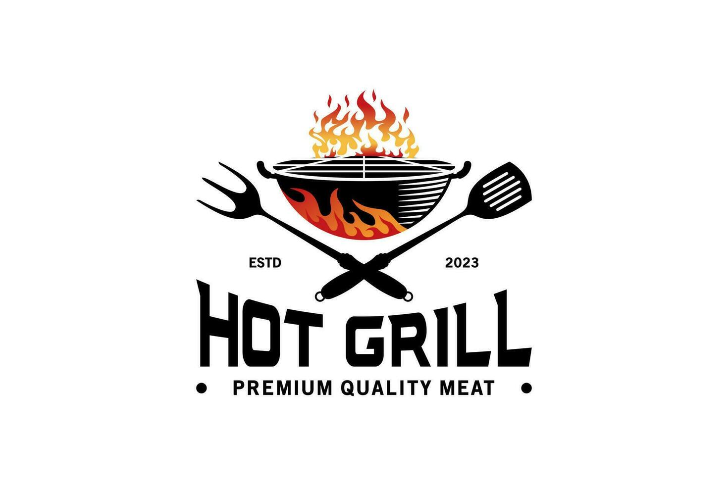 varm grill logotyp design, kreativ modern grilla symbol vektor illustration