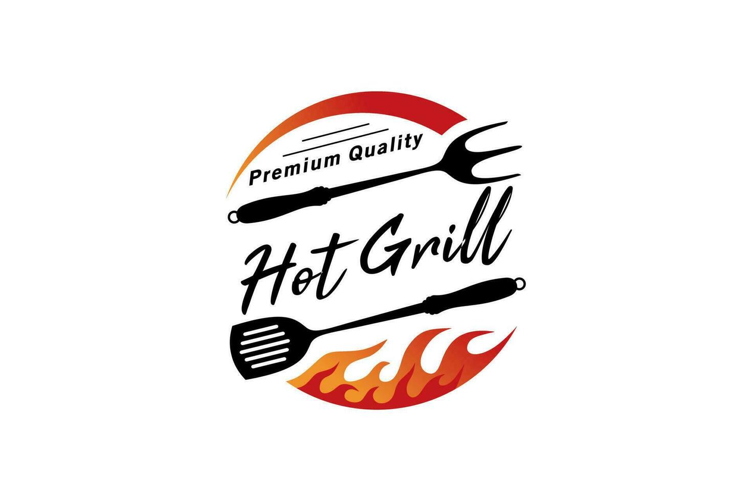 varm grill logotyp design, modern grilla symbol vektor illustration