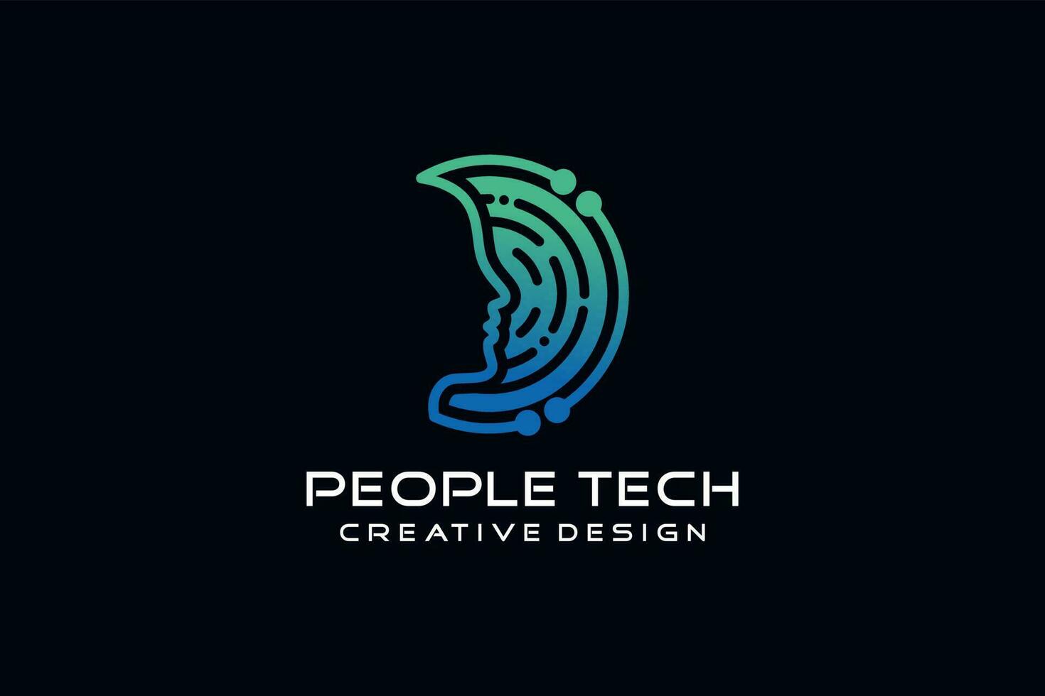 kreativ abstrakt digital teknologi huvud logotyp design vektor