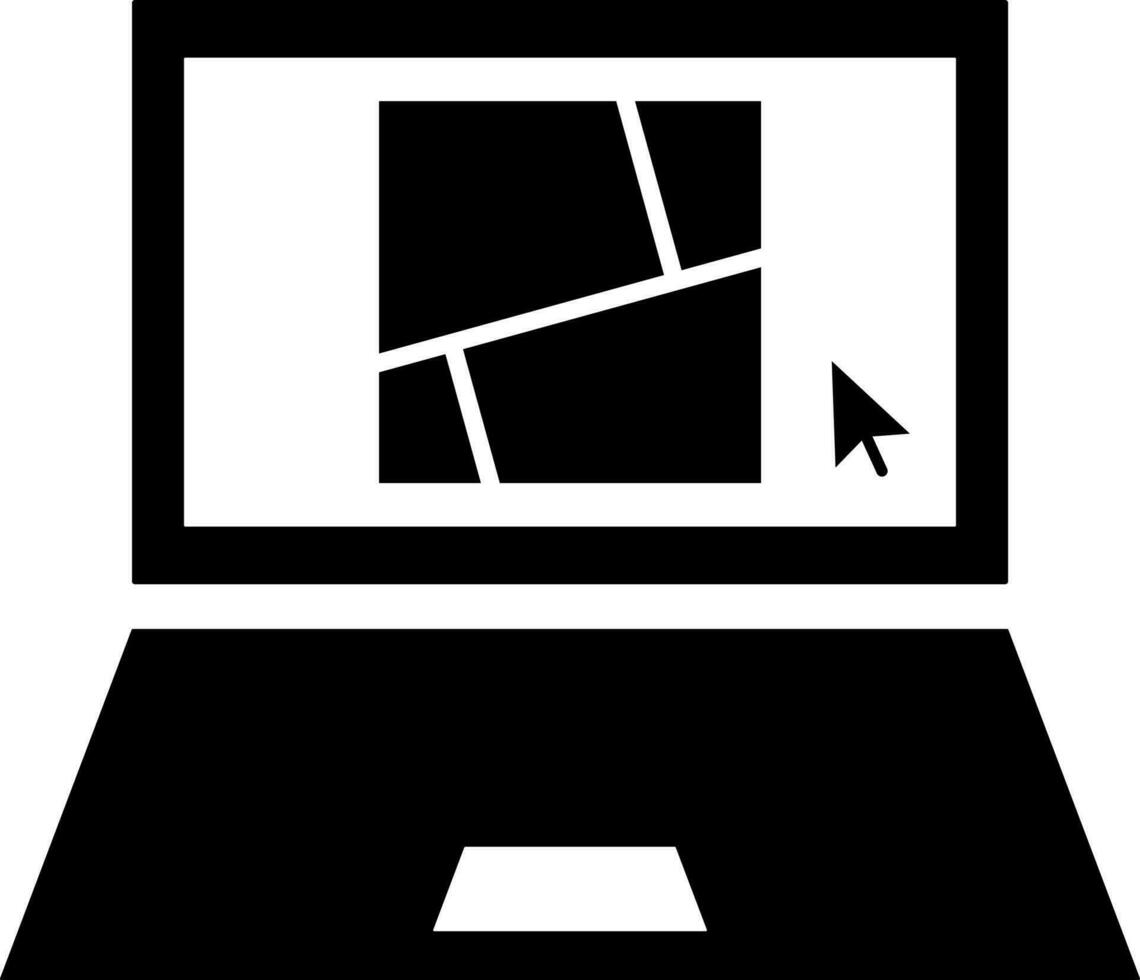 gps kartläggning i bärbar dator ikon. glyf tecken eller symbol. vektor