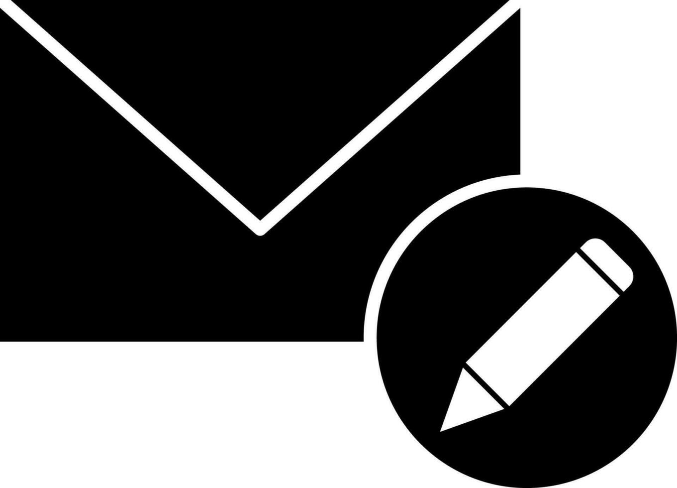schwarz und Weiß Mail und Bleistift im kreisförmig Taste. vektor
