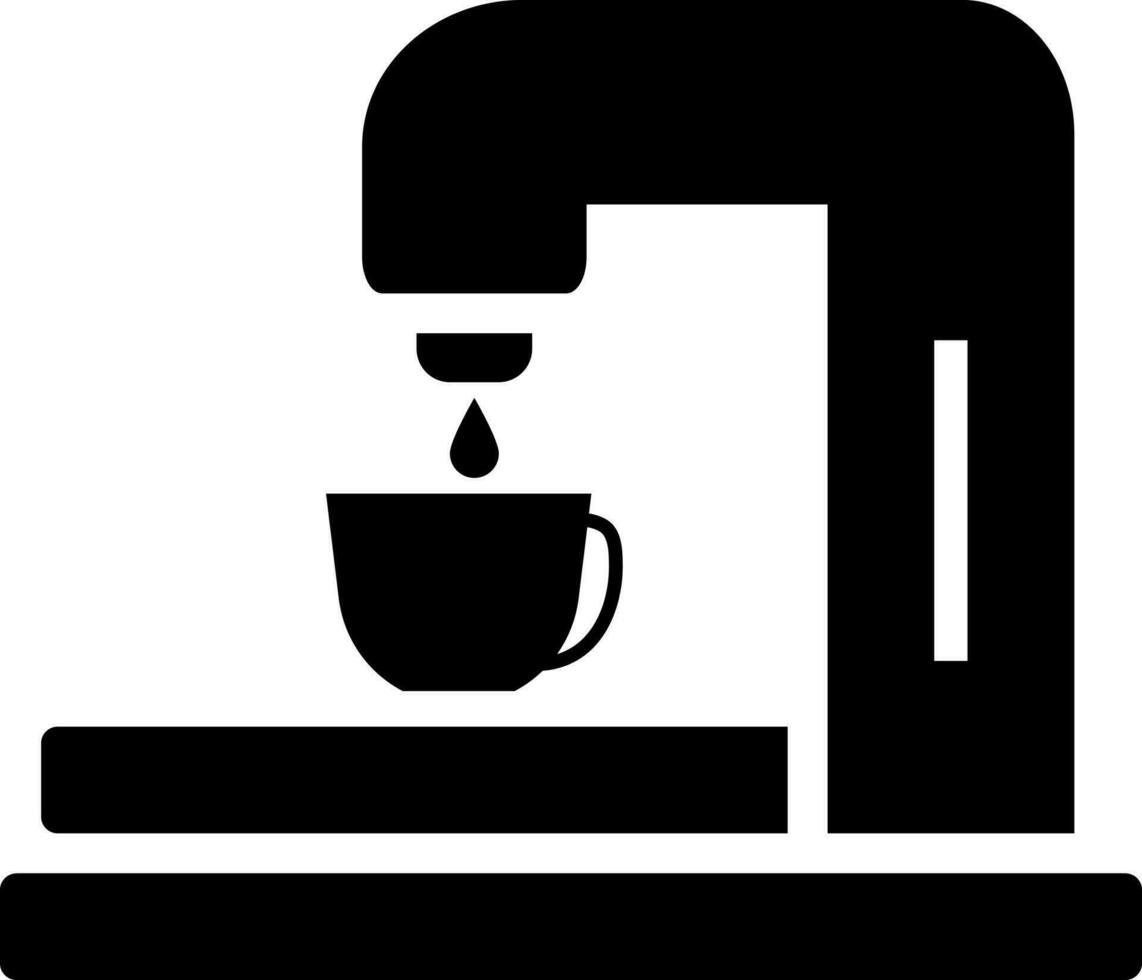 svart och vit kaffe maskin med kopp. vektor