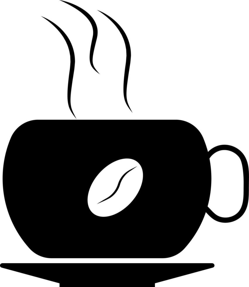 schwarz und Weiß heiß Kaffee Tasse mit Platte. vektor