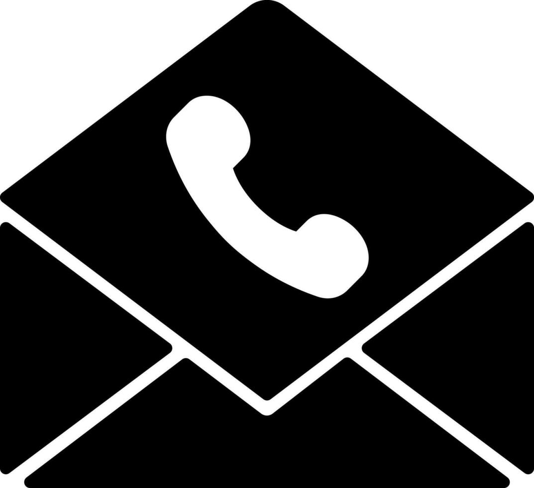 Telefon Anruf Mail oder Botschaft Symbol im schwarz und Weiß Farbe. vektor