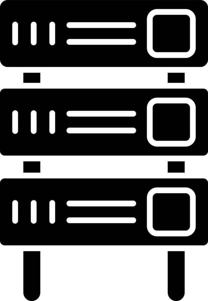 schwarz und Weiß Computer Server Symbol im eben Stil. vektor