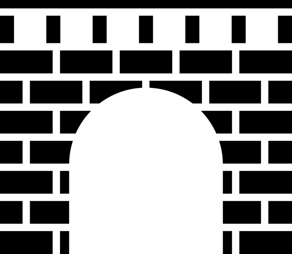 svart och vit illustration av gammal sten bro ikon. vektor