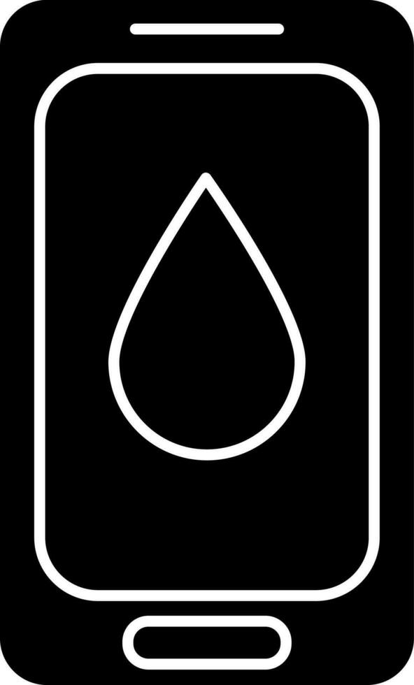 blod donation app i smartphone. glyf ikon eller symbol. vektor