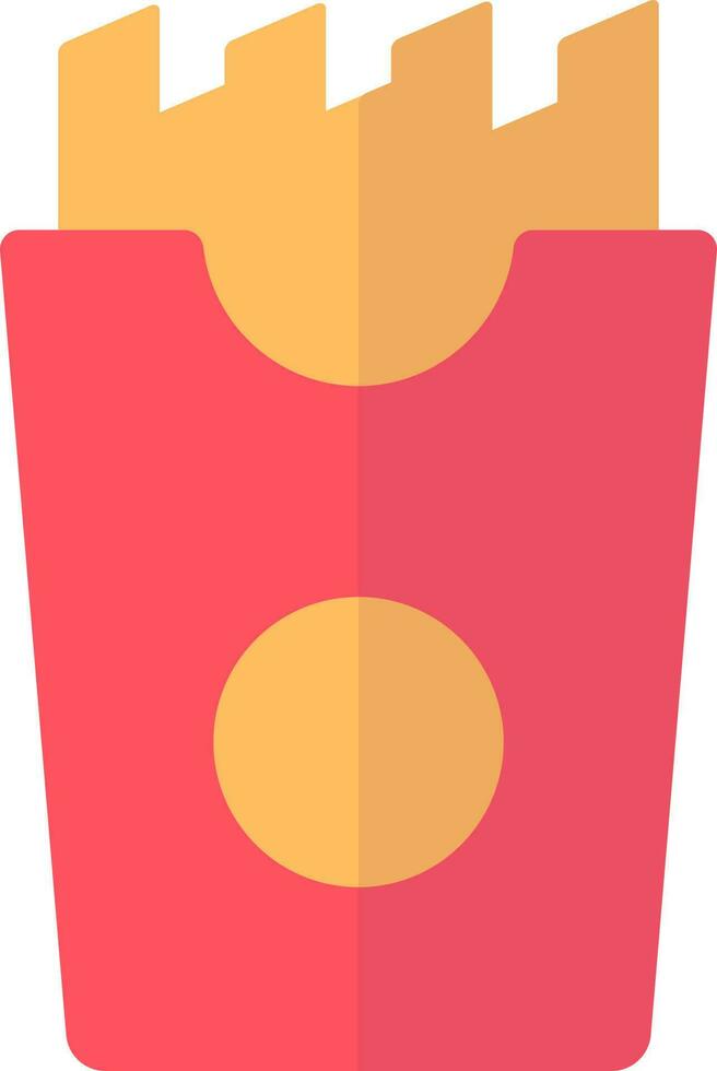 franska frites pommes frites låda ikon i brun och röd Färg. vektor
