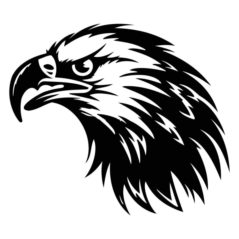 våldsam Örn, arg Örn ansikte sida, Örn maskot logotyp, Örn svart och vit djur- symbol design. vektor