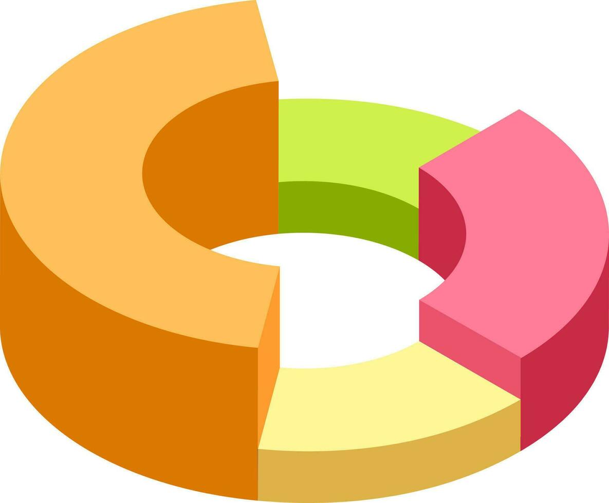 isometrisk, färgrik paj Diagram på vit bakgrund. vektor