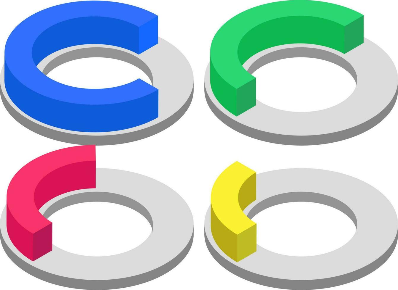 uppsättning av färgrik paj Diagram i 3d stil. vektor