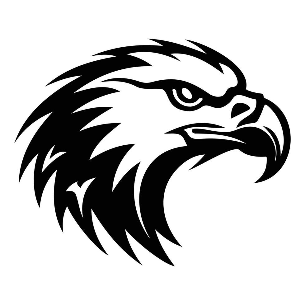 wild Adler, wütend Adler Gesicht Seite, Adler Maskottchen Logo, Adler schwarz und Weiß Tier Symbol Design. vektor