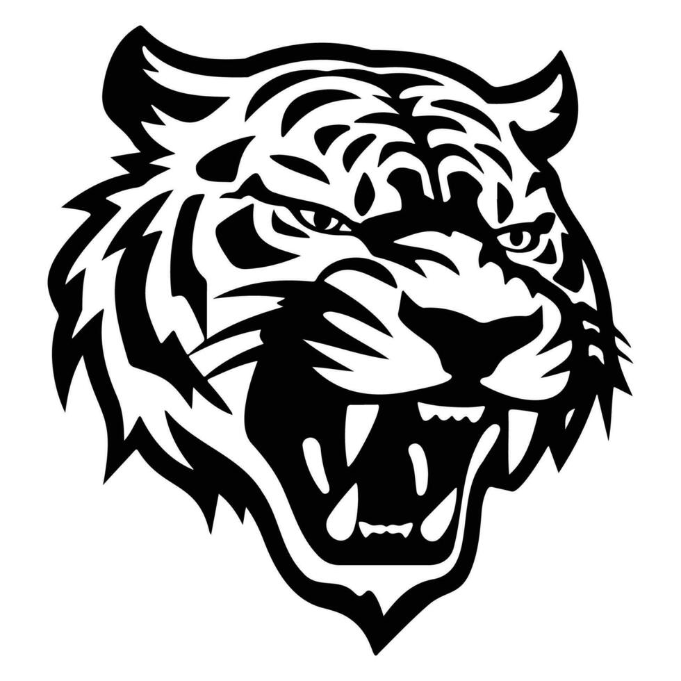 wild Tiger, wütend Tiger Gesicht Seite, Tiger Maskottchen Logo, Tiger schwarz und Weiß Tier Symbol Design. vektor