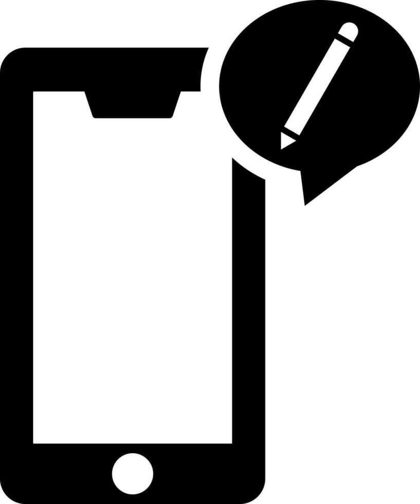 Glyphe schreiben Bemerkungen Symbol im Clever Telefon. vektor