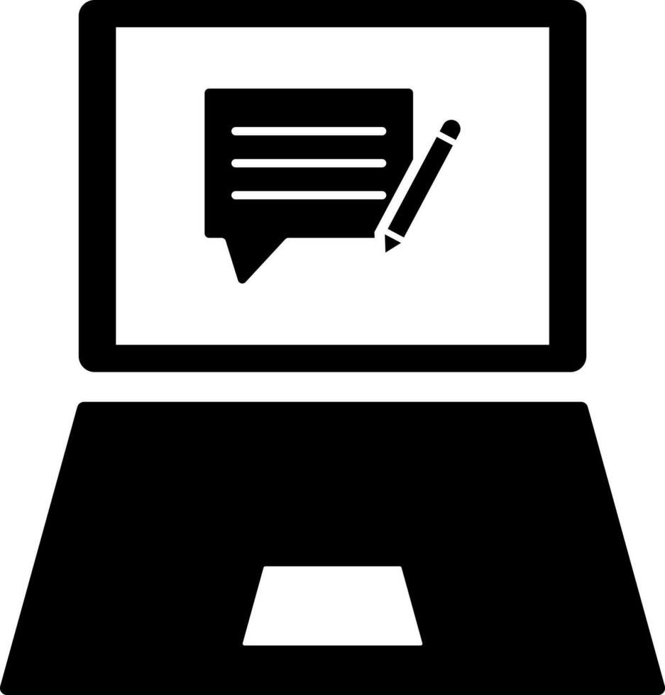 uppkopplad skriva kommentar eller chattar från bärbar dator ikon. vektor