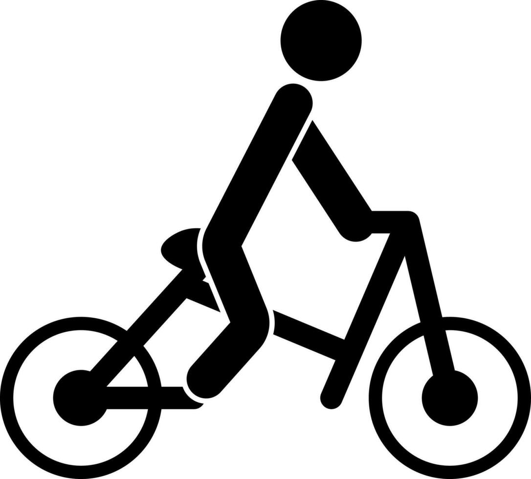 Charakter von Mann Reiten Fahrrad. Glyphe Symbol oder Symbol. vektor