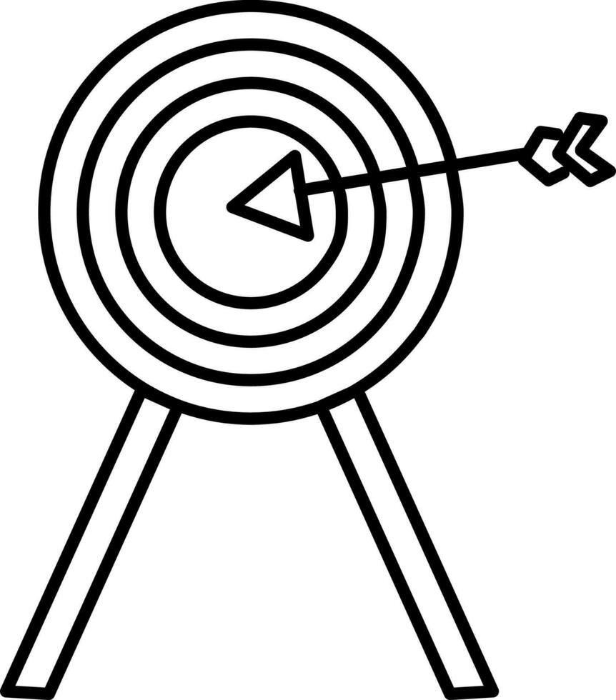 svart linje konst mål pil med bullseye. vektor