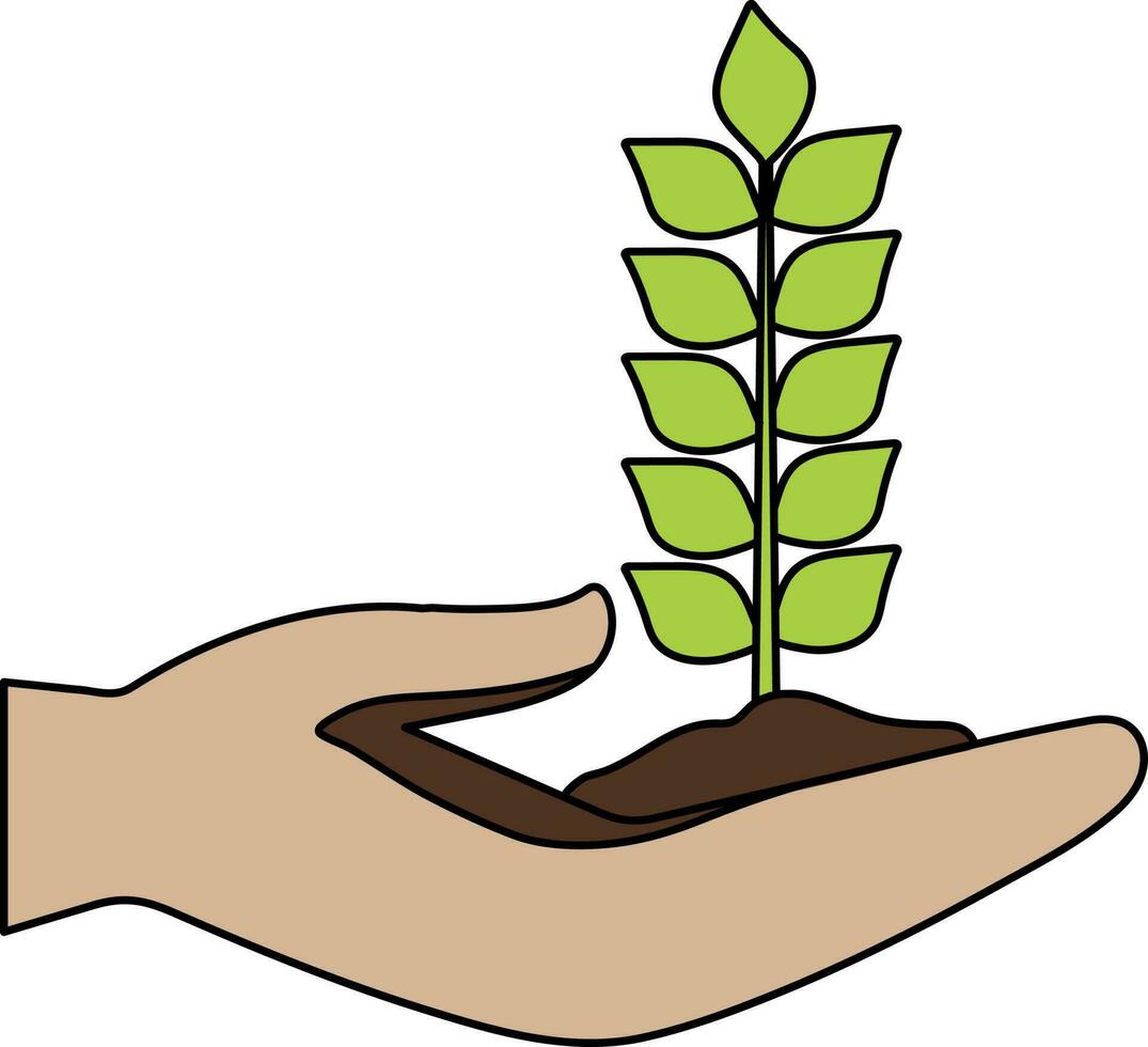 organisch Pflanze Symbol im Hand zum Wachstum Konzept im Schlaganfall Stil. vektor
