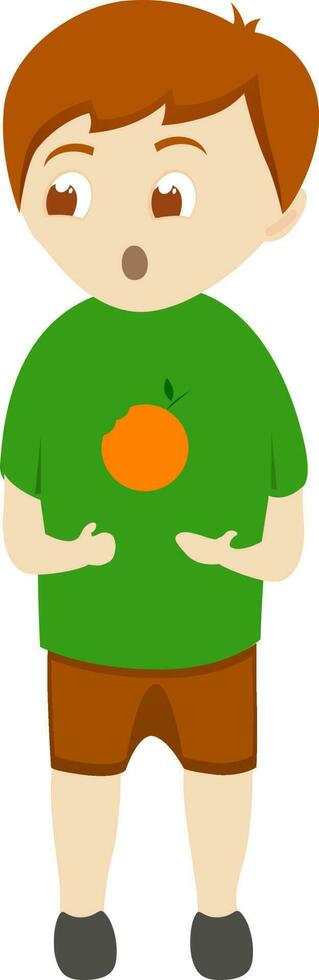 illustration av liten pojke med frukt. vektor