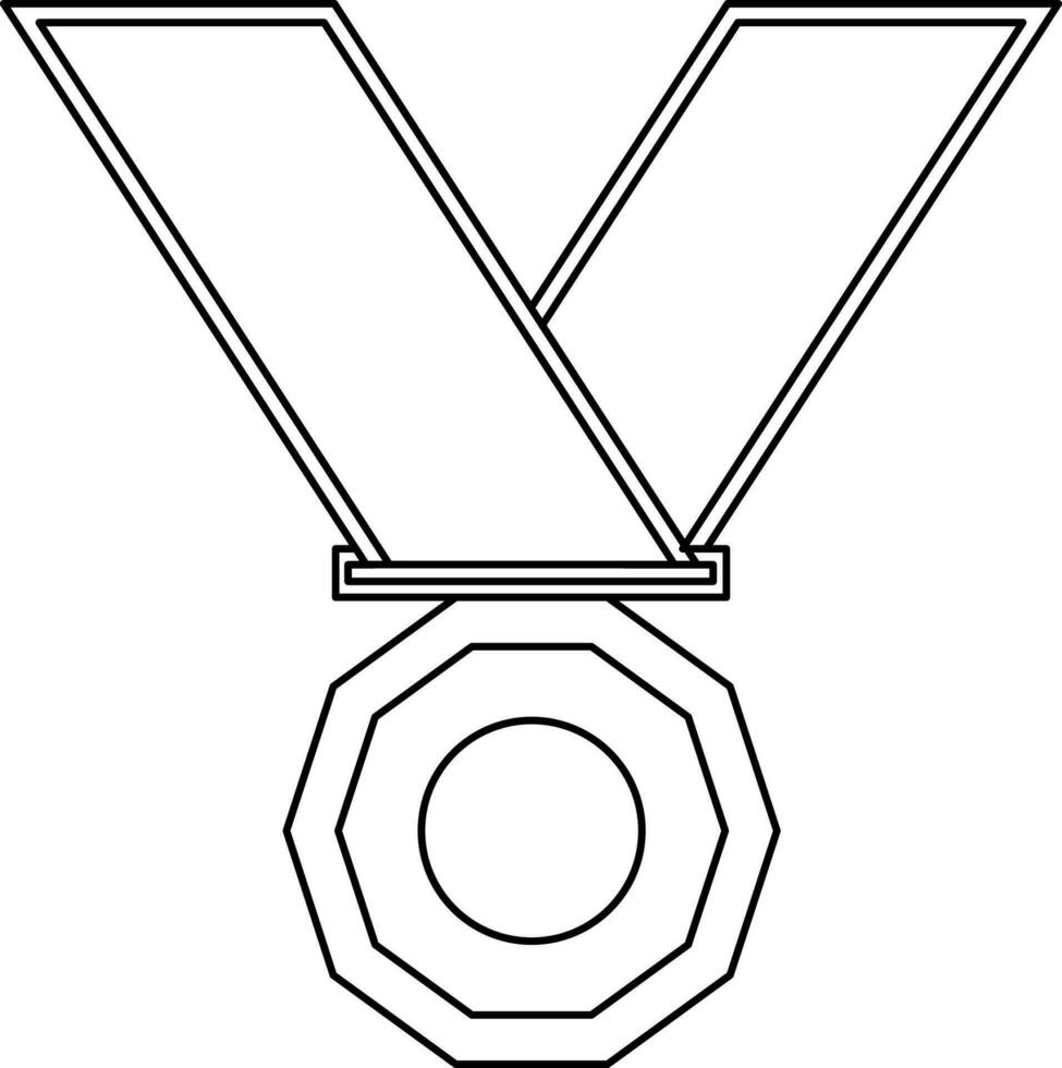 medalj med band. svart linje konst illustration. vektor