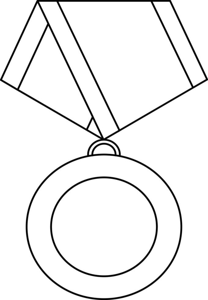 schwarz Linie Kunst Medaille mit Schleife. vektor