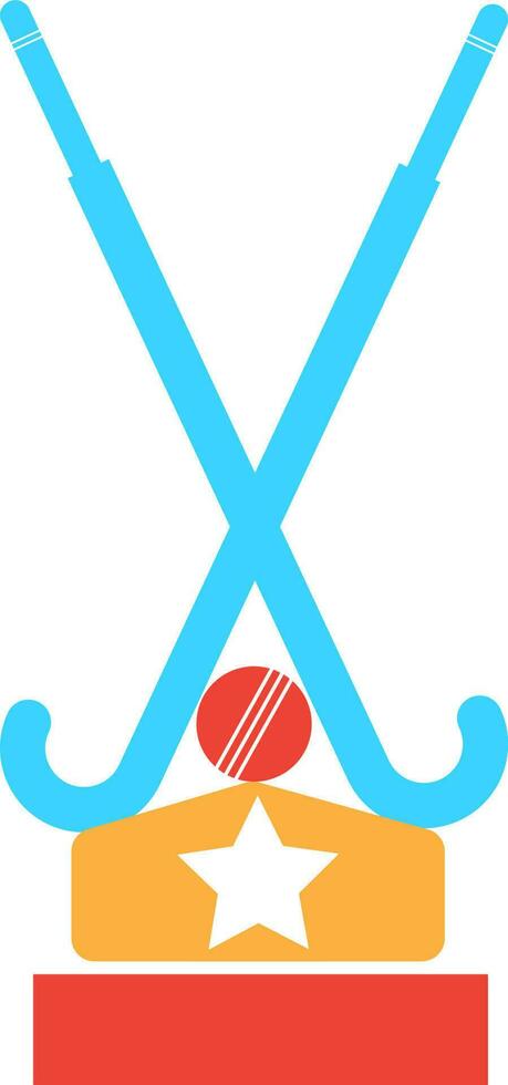 Blau Kreuz Eishockey Stöcke mit rot Ball. vektor