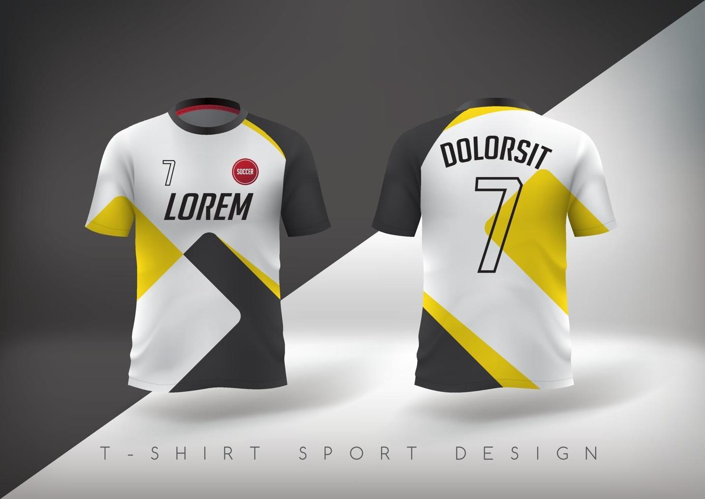 fotboll sport t-shirt design smal passform med rund hals vektor