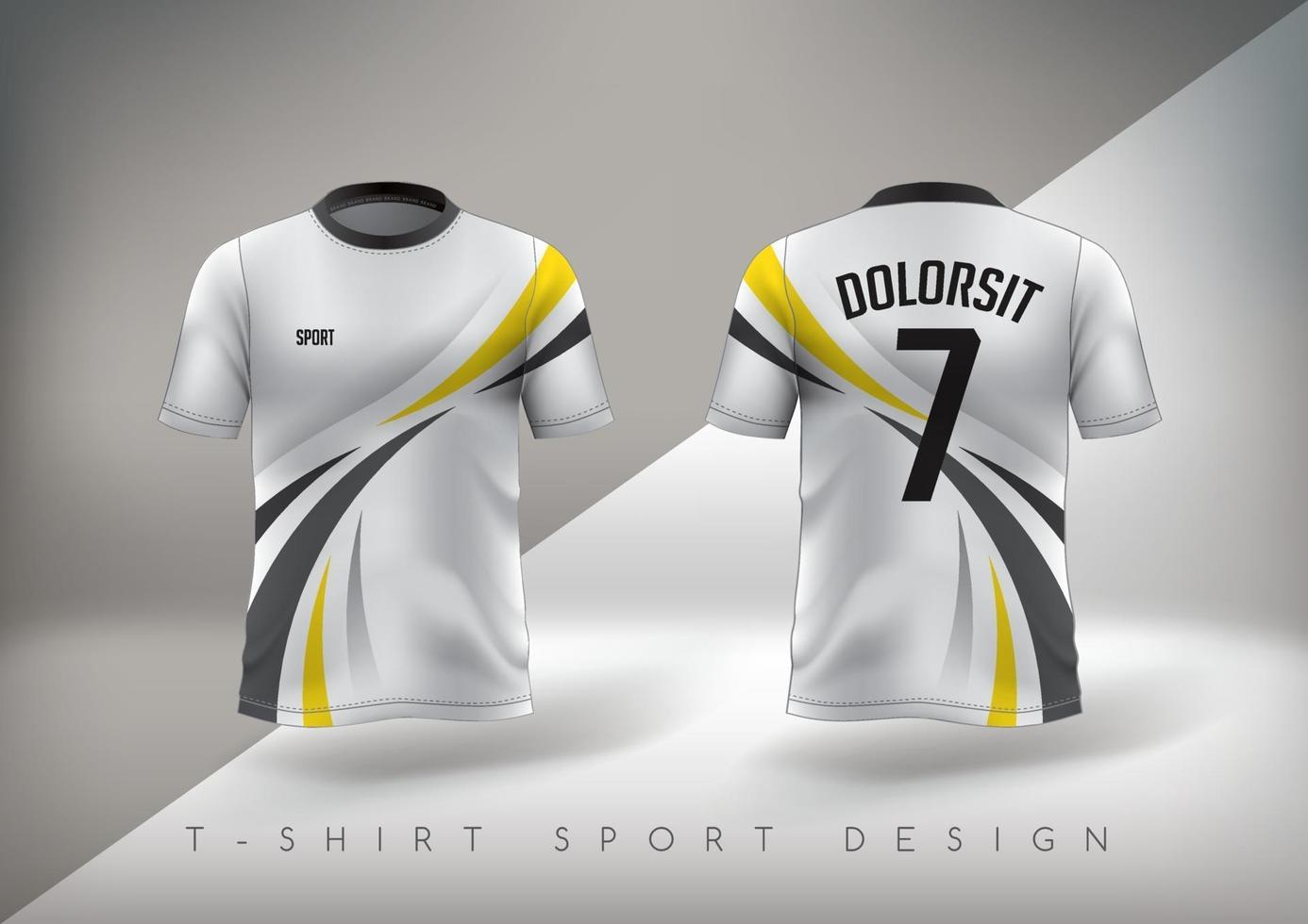 fotboll sport t-shirt design smal passform med rund hals vektor