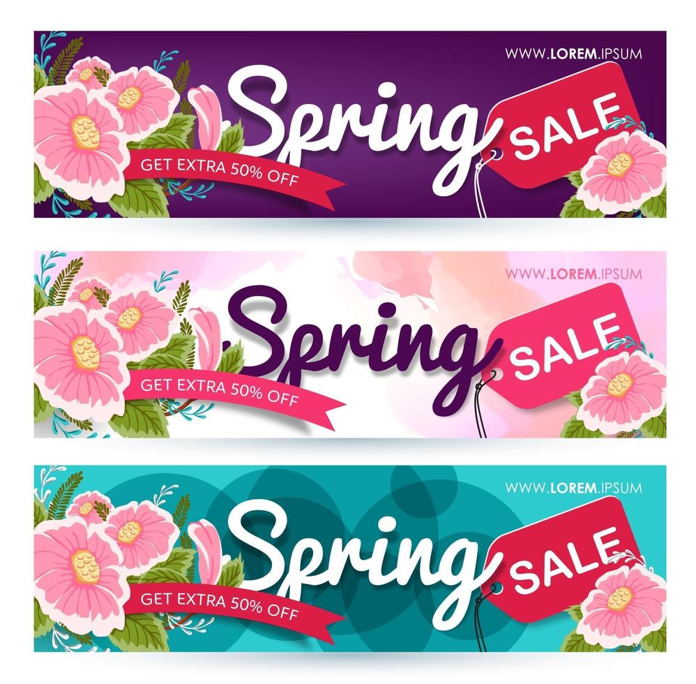 Frühlingsverkauf Rabatt Banner Vorlage Promotion vektor