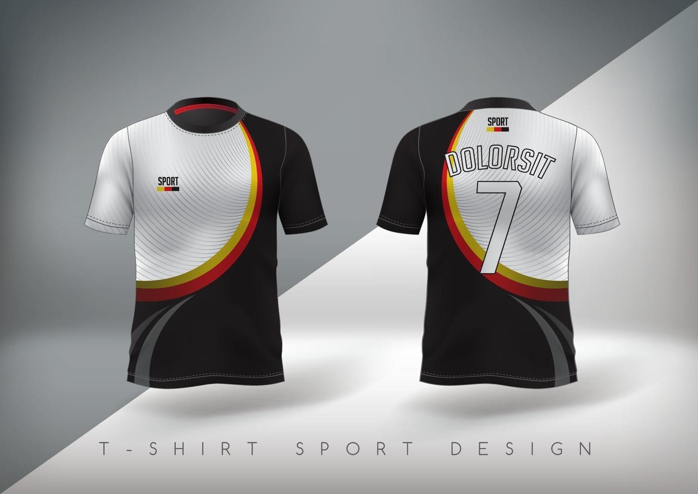 fotboll sport t-shirt design smal passform med rund hals vektor