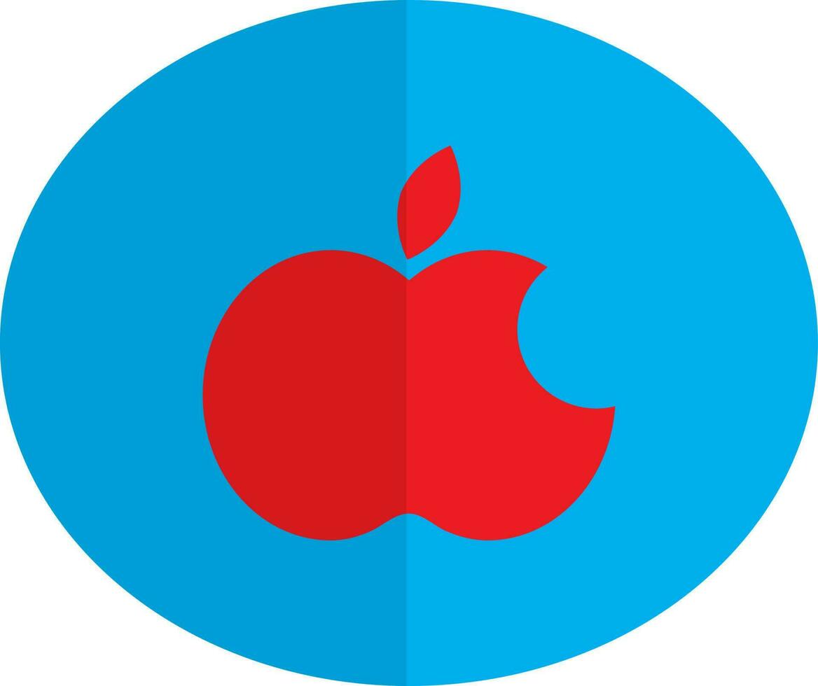 röd äpple logotyp på blå cirkel. vektor