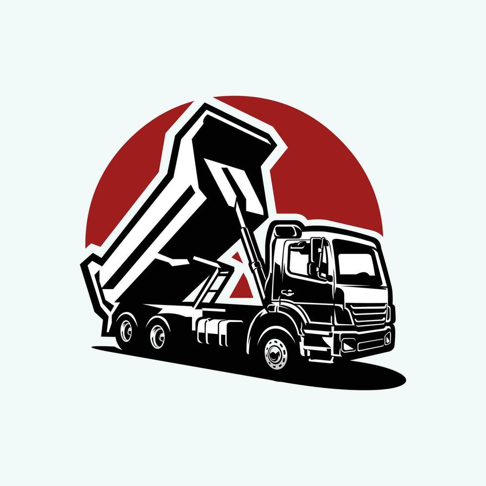 Prämie Dump LKW Silhouette Vektor Kunst isoliert. Kipper LKW einfarbig Vektor Kunst Illustration