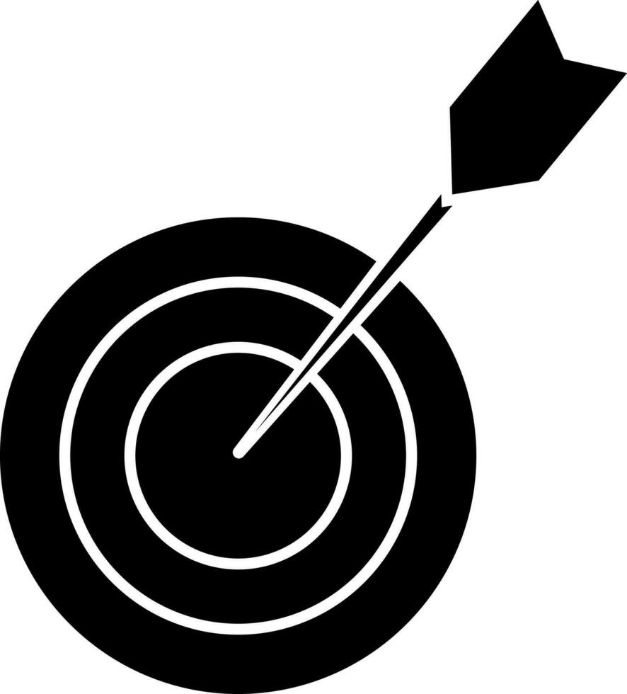 schwarz und Weiß Ziel mit Pfeil Symbol im eben Stil. vektor