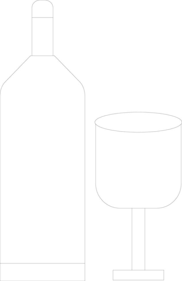 Linie Kunst Symbol von Flasche und Glas zum Essen und trinken Konzept. vektor
