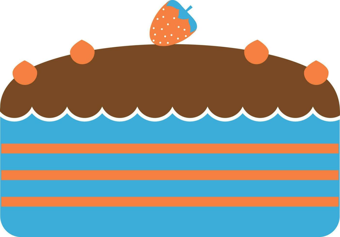 blå och brun kaka dekorerad med orange jordgubbe. vektor