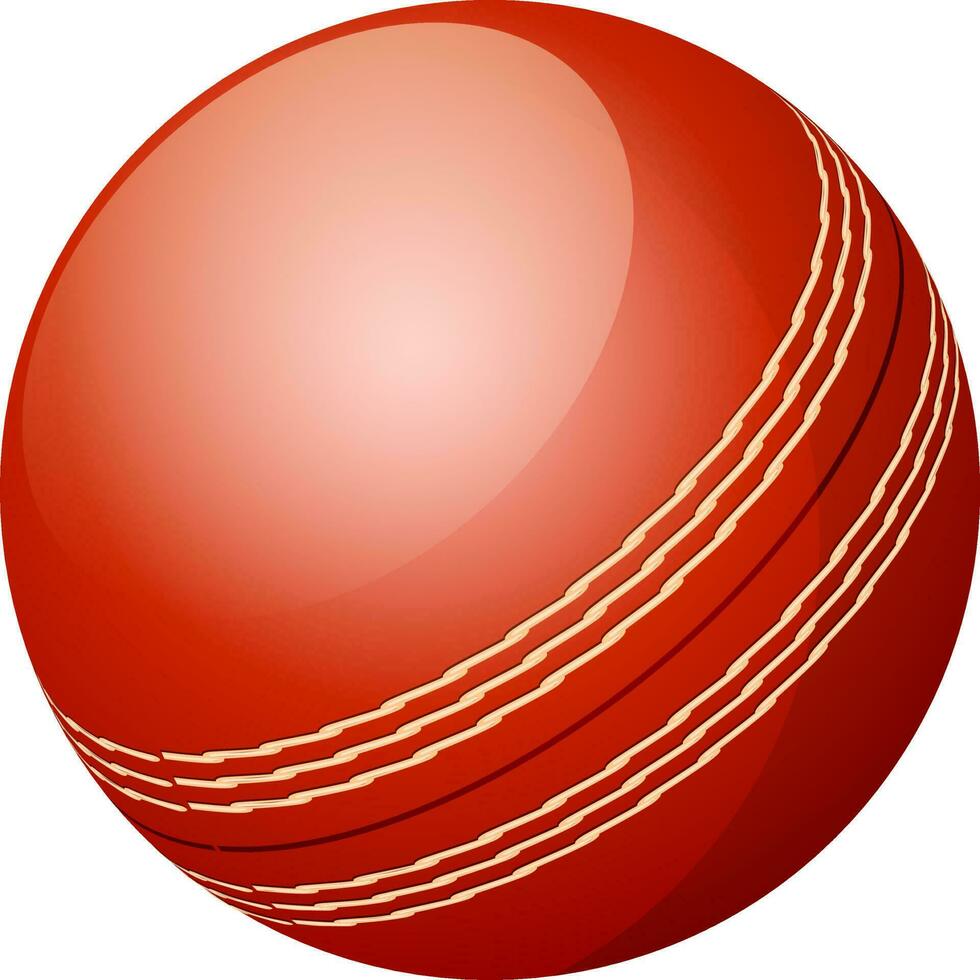 glansig röd Färg cricket boll. vektor